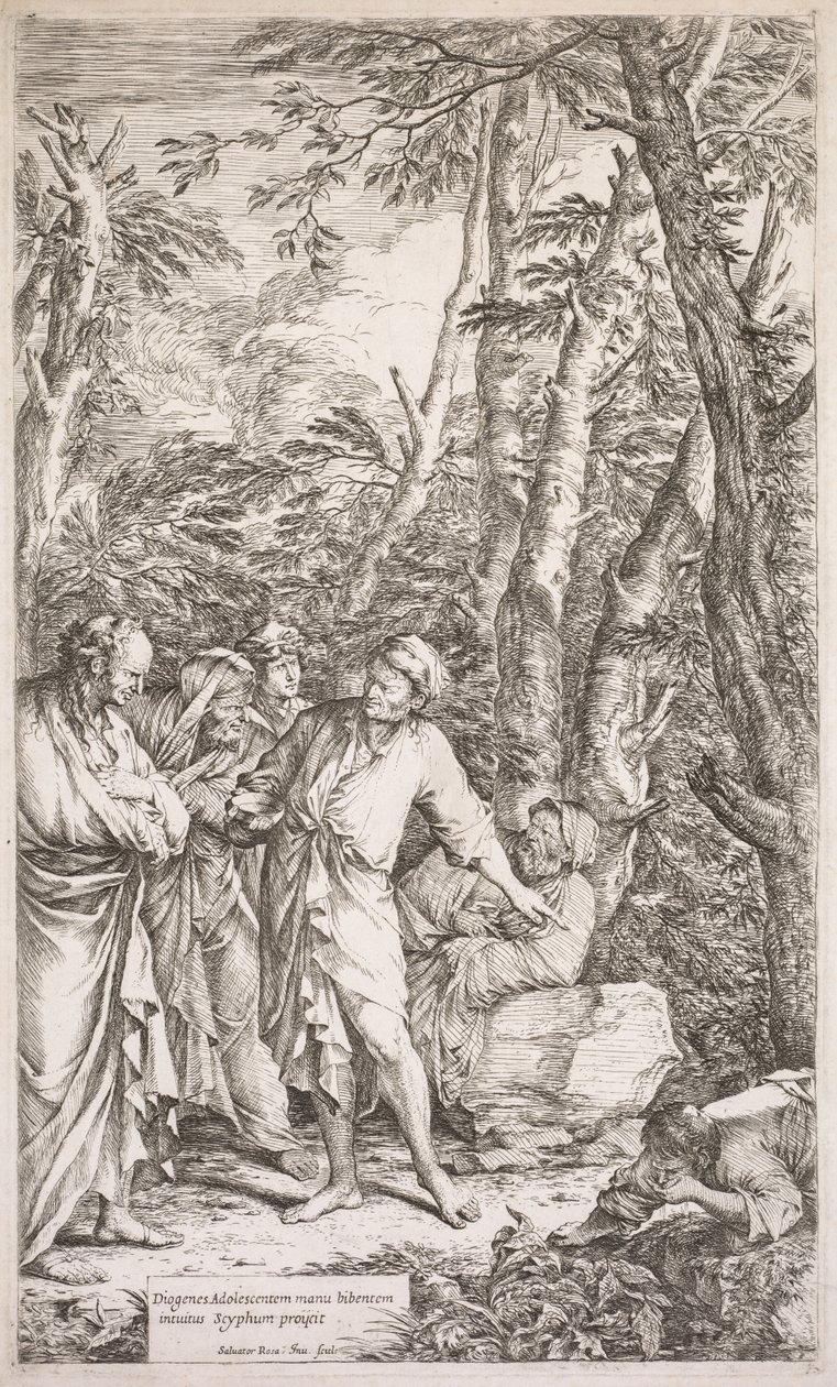 Diogenes und sein Becher, 1662 von Salvator Rosa