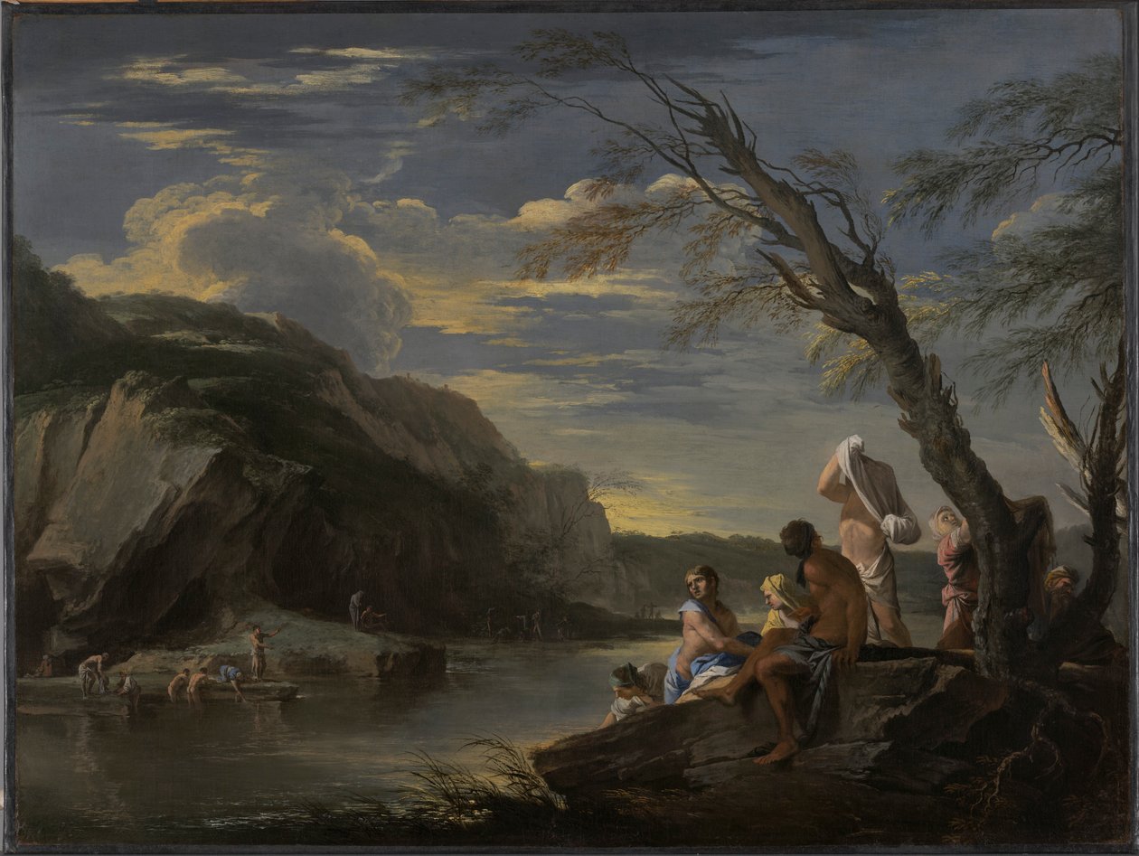 Landschaft mit Badenden von Salvator Rosa