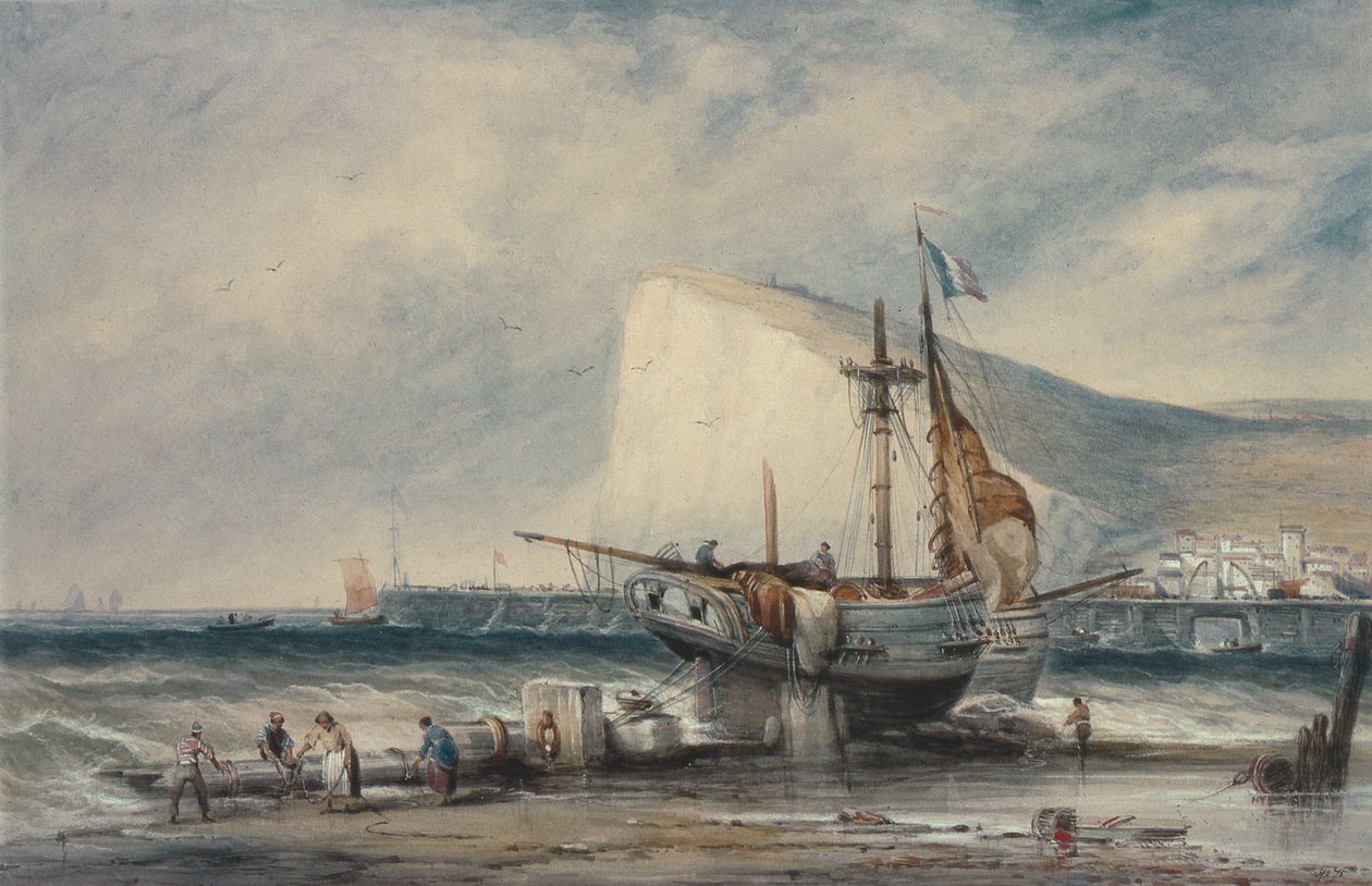 Shakespeares Klippe, Dover, mit Luggers am Strand von Samuel Austin