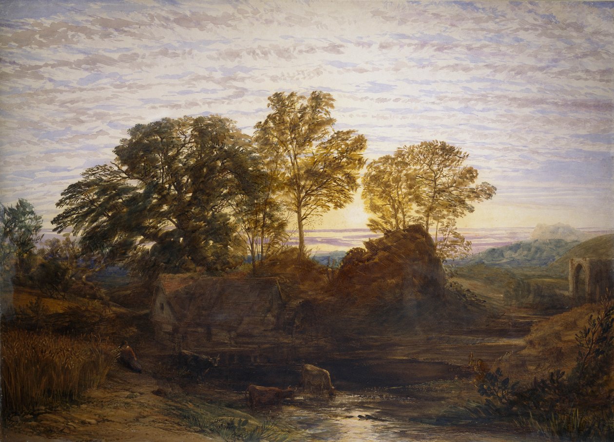 Die Wassermühle, 19. Jahrhundert von Samuel Palmer