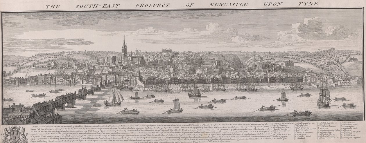 Südostansicht von Newcastle von Samuel Buck