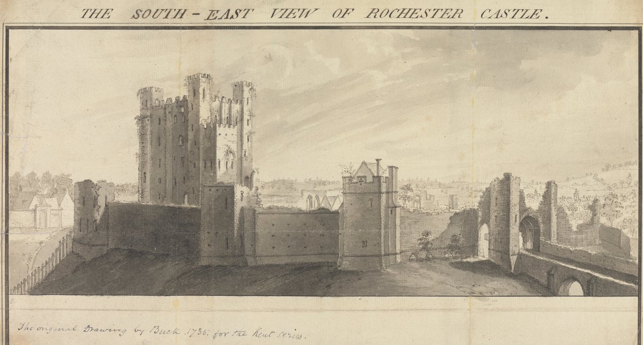 Die Südostansicht von Rochester Castle von Samuel Buck