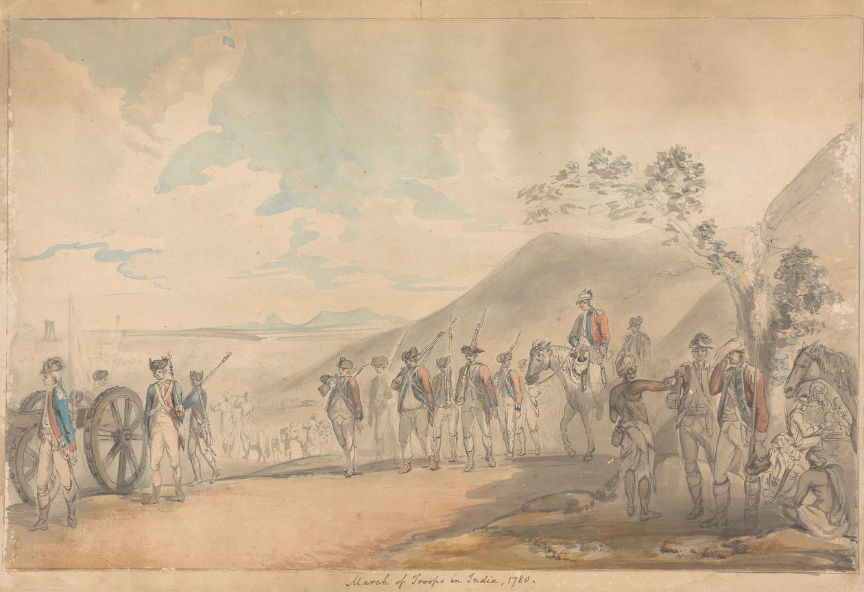 Marsch der Truppen in Indien von Samuel Davis