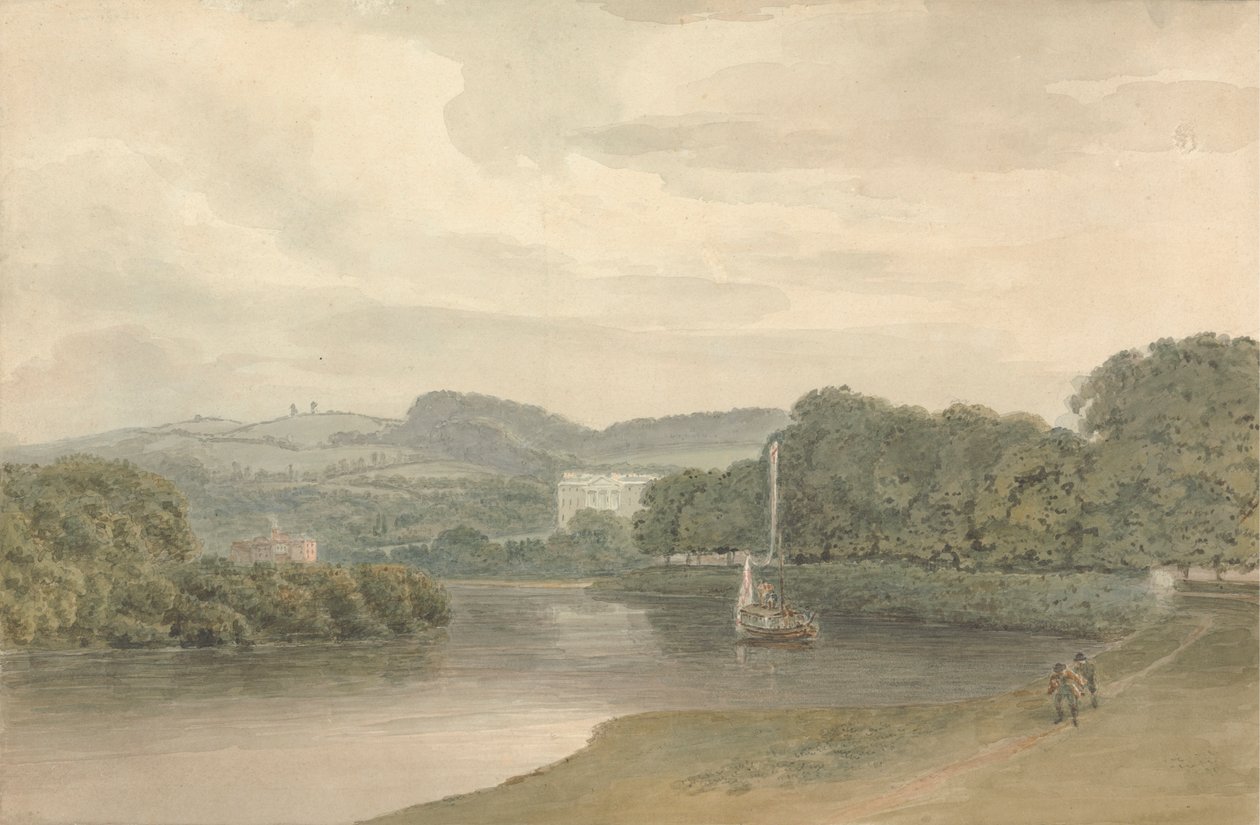 Flusslandschaft mit einem unbekannten Landhaus von Samuel Davis