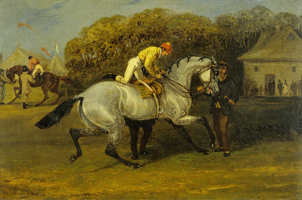 Jockey beim Aufsitzen von Samuel Henry Alken