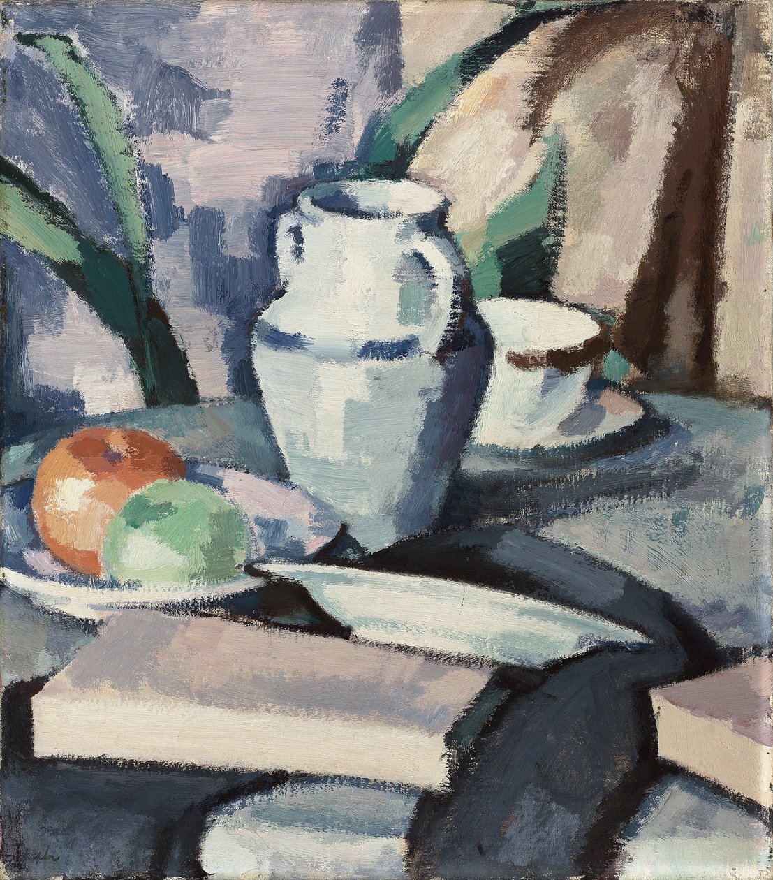 Stillleben mit Vase und Büchern von Samuel John Peploe