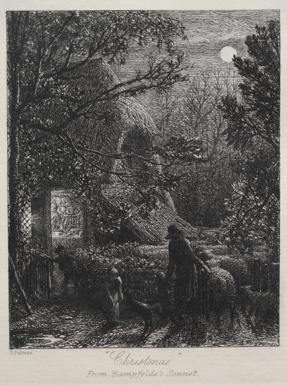 Weihnachten, das letzte Schaf falten, 1850 von Samuel Palmer