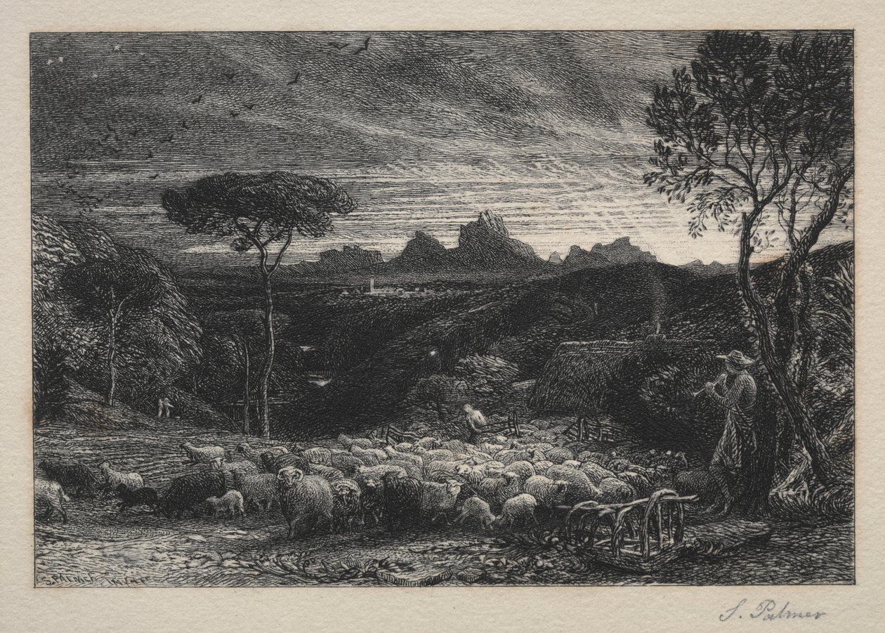 Das Öffnen des Faltens, 1880 von Samuel Palmer