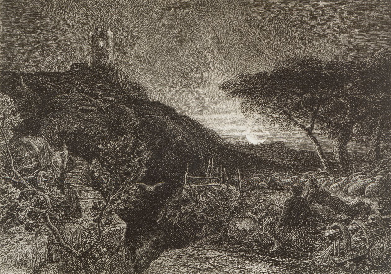 Der einsame Turm, 1879 (Radierung) von Samuel Palmer