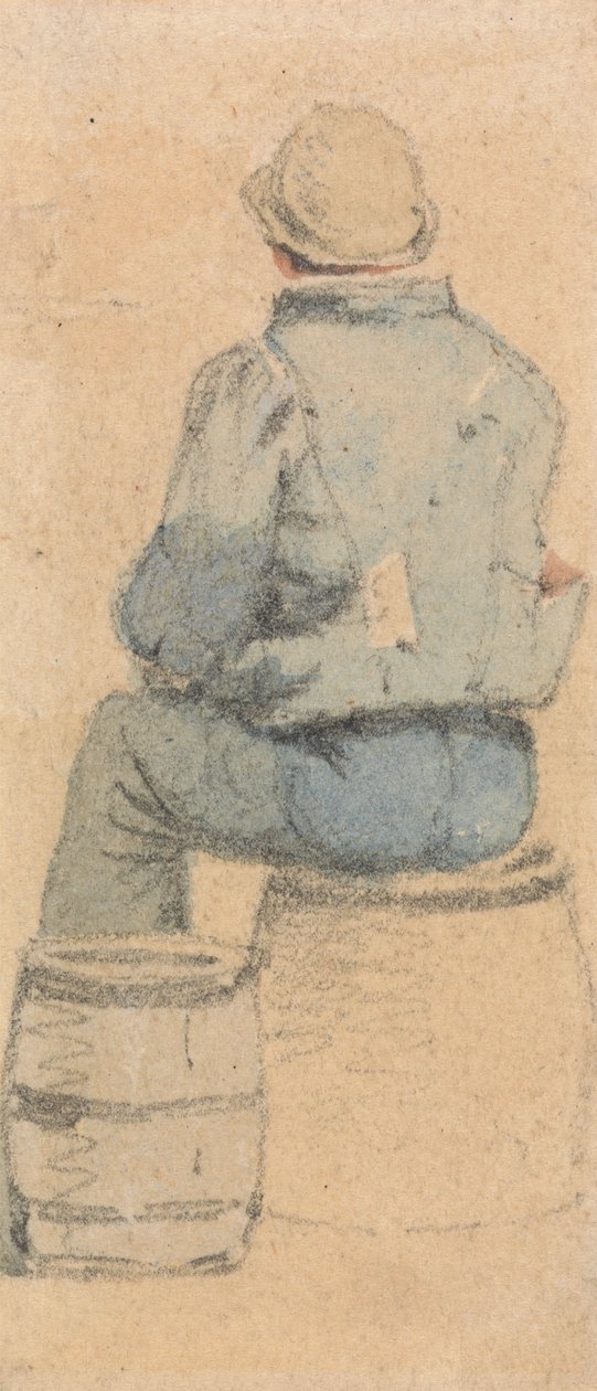 Ein sitzender Bauernjunge von hinten gesehen von Samuel Prout