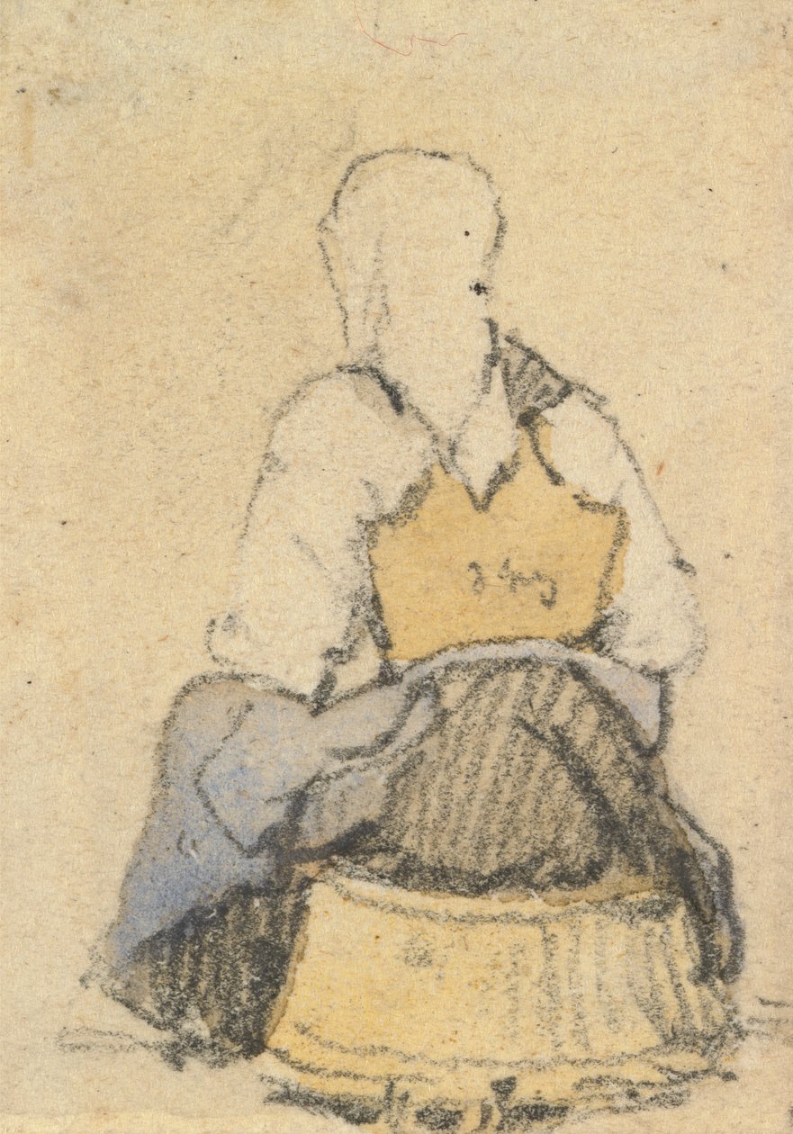 Eine sitzende Bäuerin von hinten gesehen von Samuel Prout