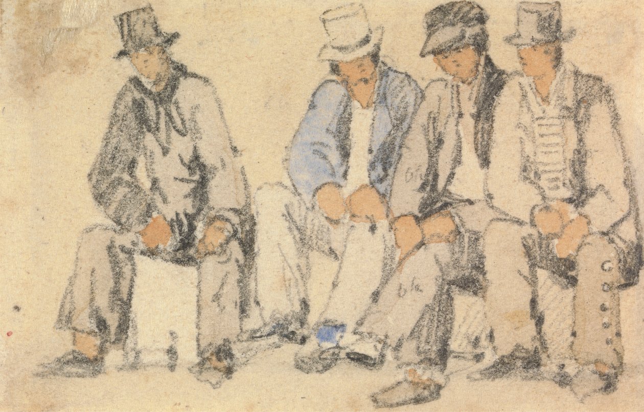 Gruppe von vier sitzenden Männern von Samuel Prout