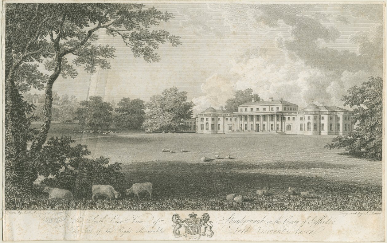 Shugborough Hall: Radierung, undatiert [ca. 1802] von Samuel Rawle