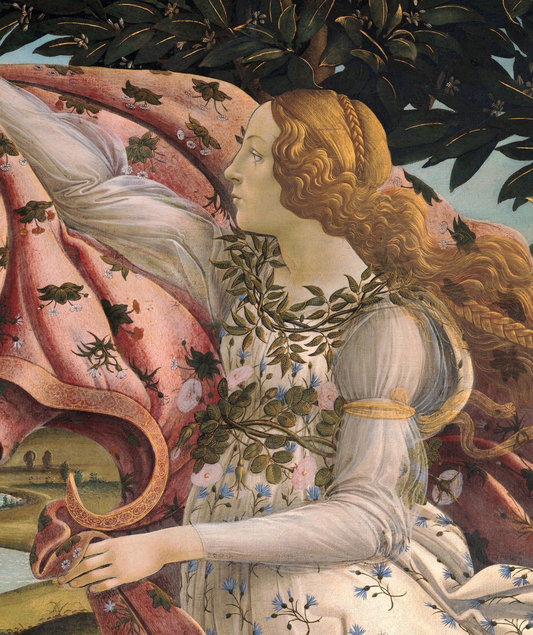 Geburt der Venus, Detail der Hora des Frühlings, 1485 von Sandro Botticelli