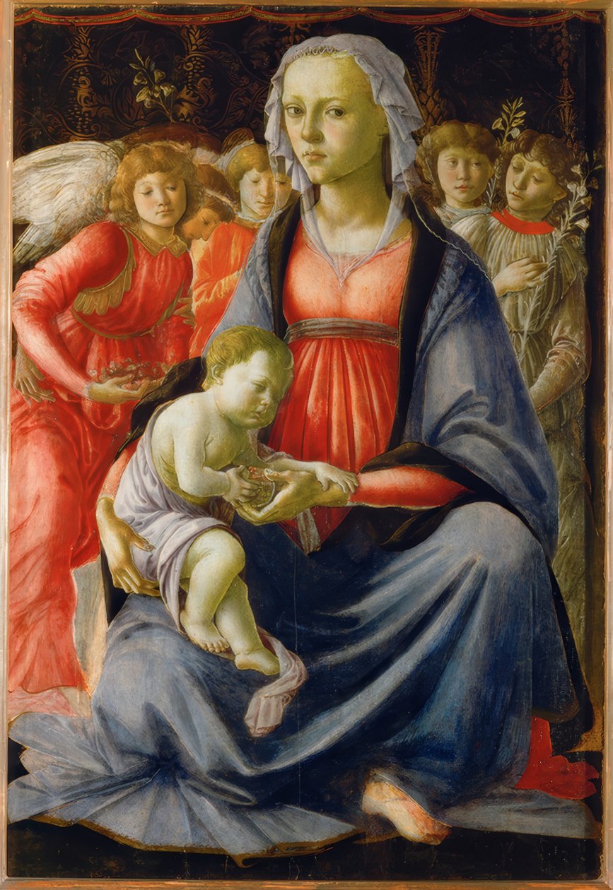 Maria mit Kind und fünf Engeln von Sandro Botticelli