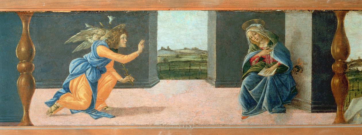 Die Verkündigung, Predella-Tafel vom Altarbild des Heiligen Markus, ca. 1488-90 von Sandro Botticelli