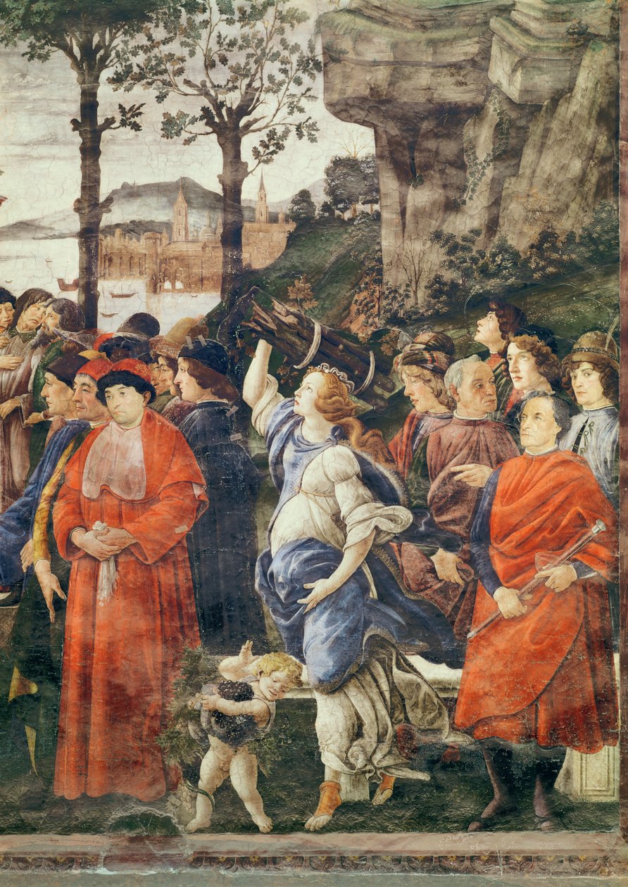 Die Reinigung des Aussätzigen und die Versuchung Christi, Detail der Figuren rechts, ca. 1481-83 (Detail) von Sandro Botticelli