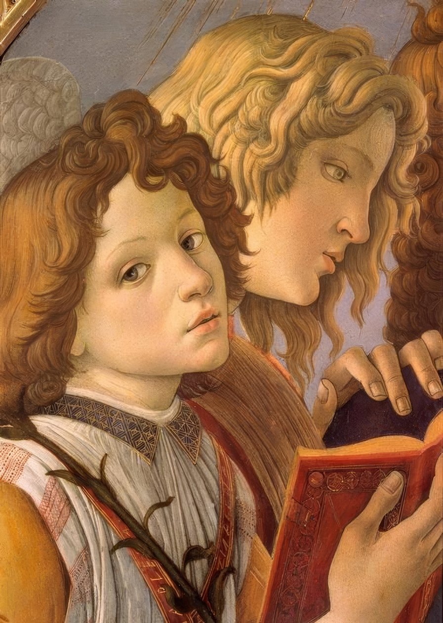 Maria mit dem Kinde und sechs Engeln von Sandro Botticelli