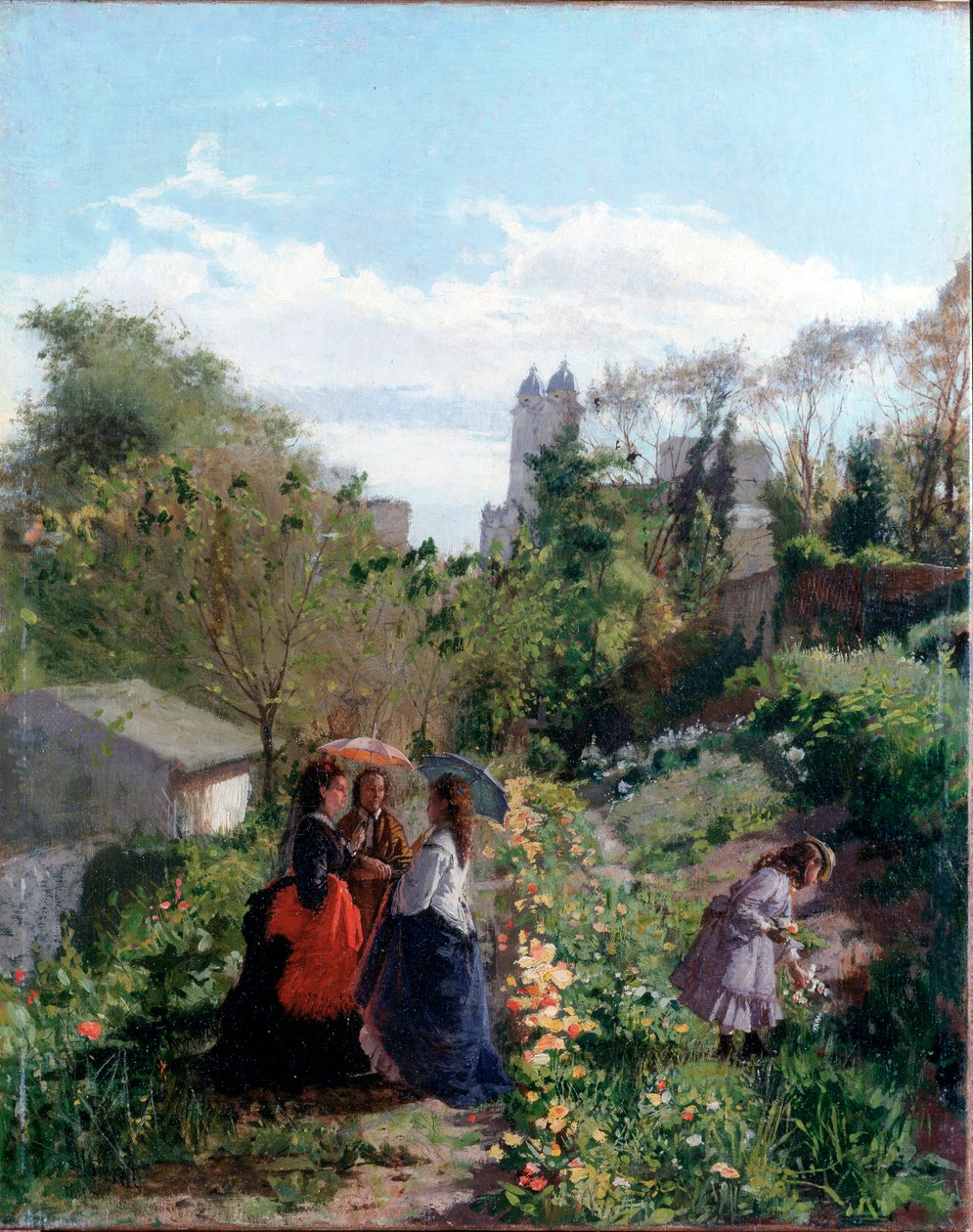 Damen in einem Garten von Sante Bertelli