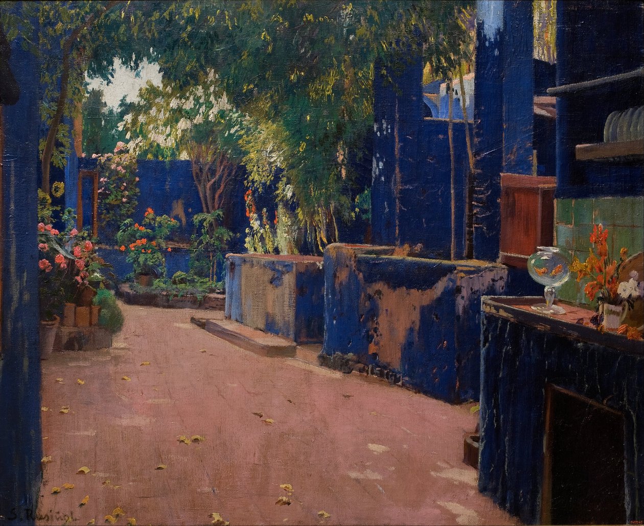 Blauer Innenhof. Arenys de Munt von Santiago Rusiñol