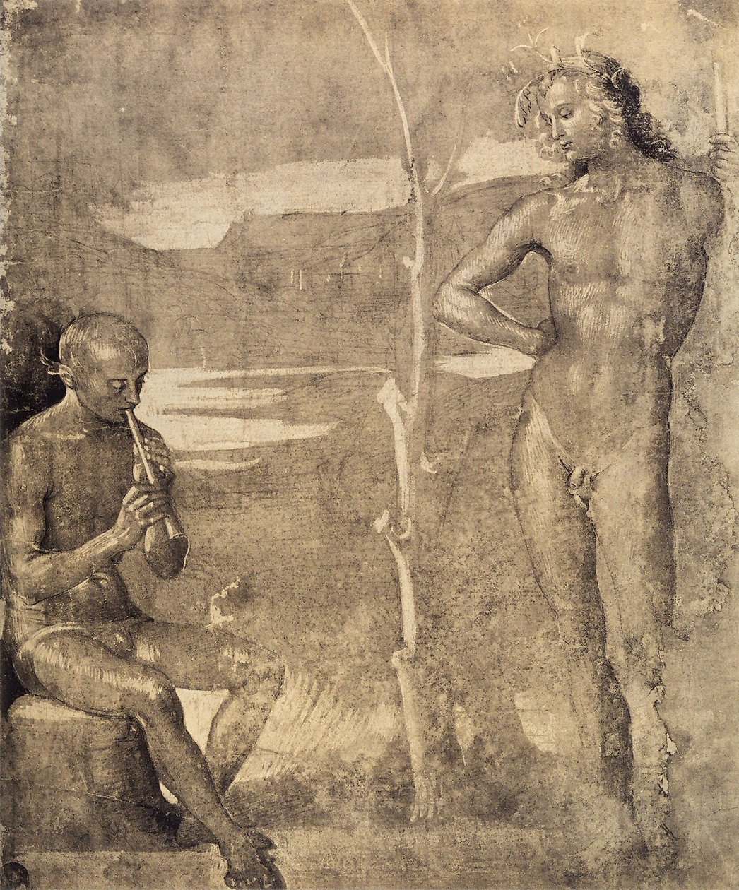 Vorbereitende Zeichnung für Apollo und Marsia (1490-92) von Raffaello Sanzio Raphael