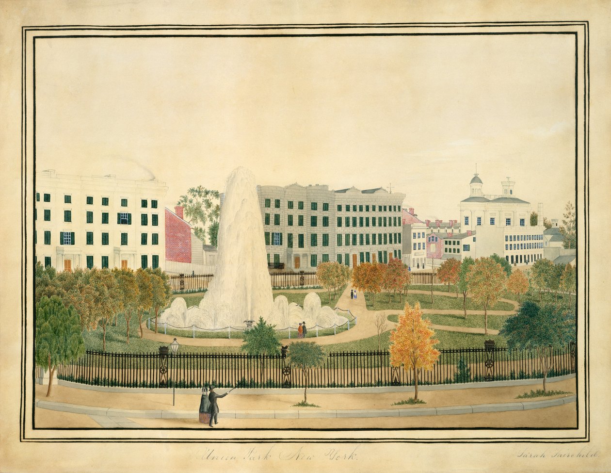 Union Park, New York, ca. 1845 von Sarah Fairchild