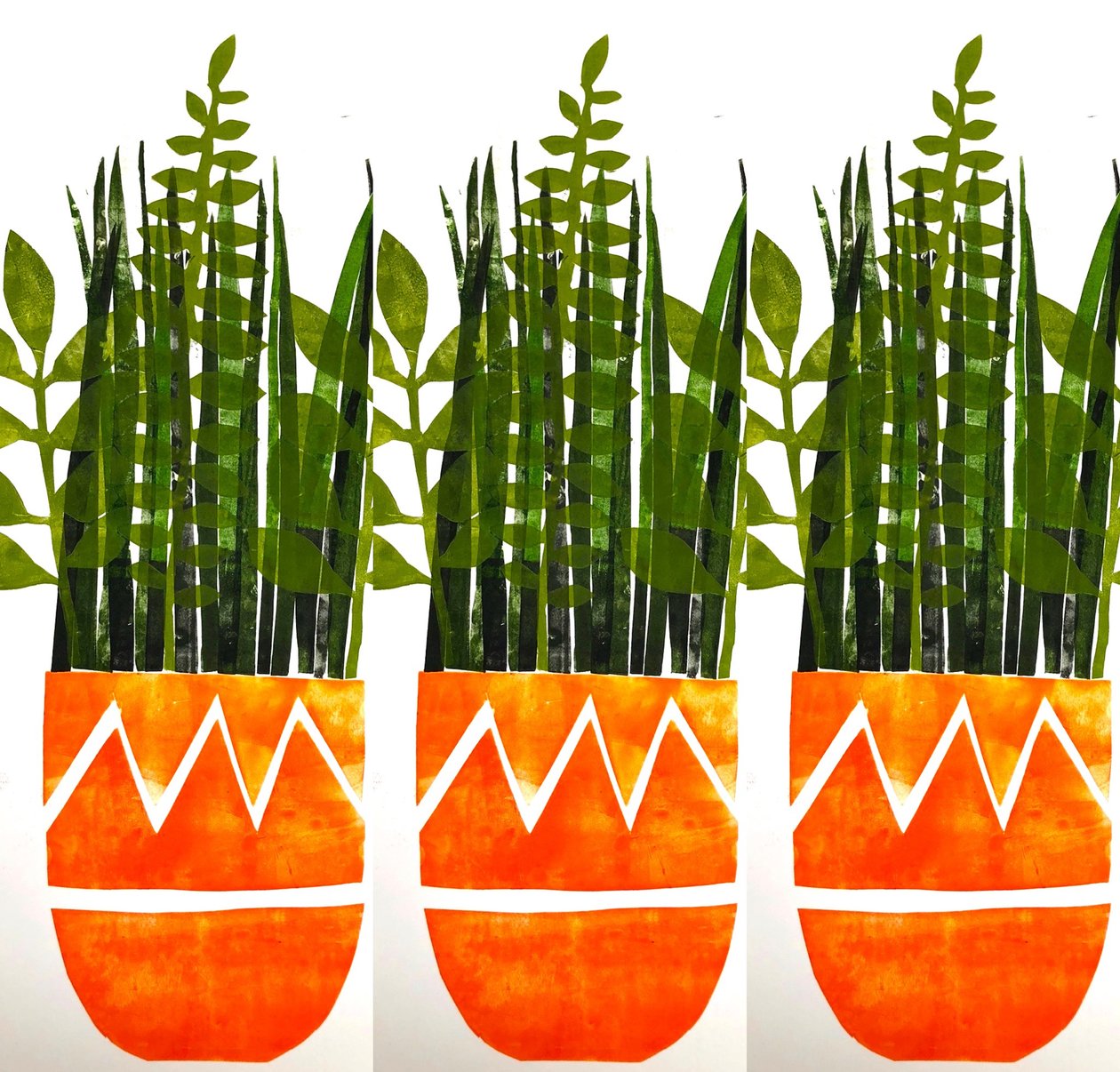 Drei orange Vasen von Sarah Thompson Engels