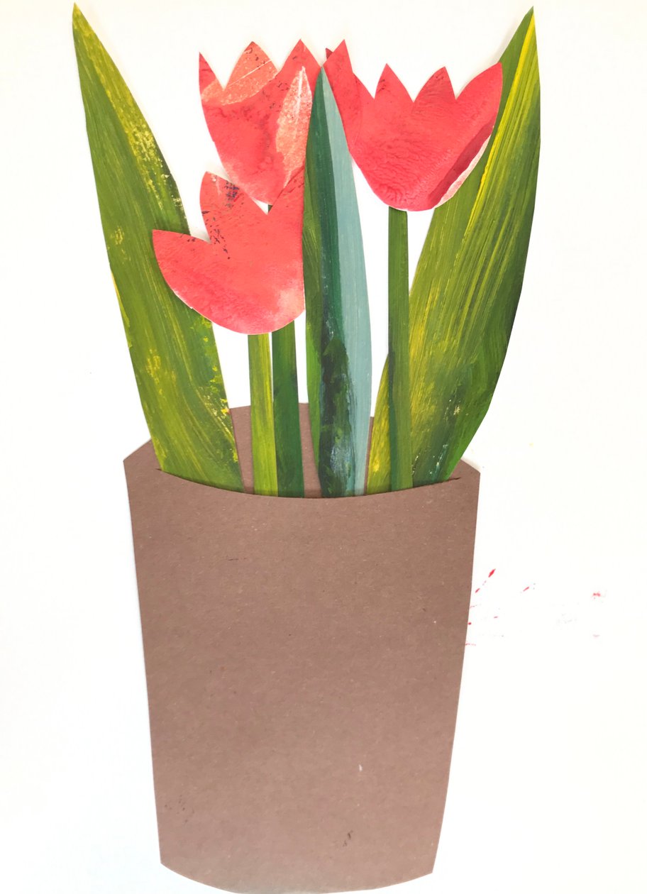 Tulpen in einem Topf, 2018 von Sarah Thompson Engels