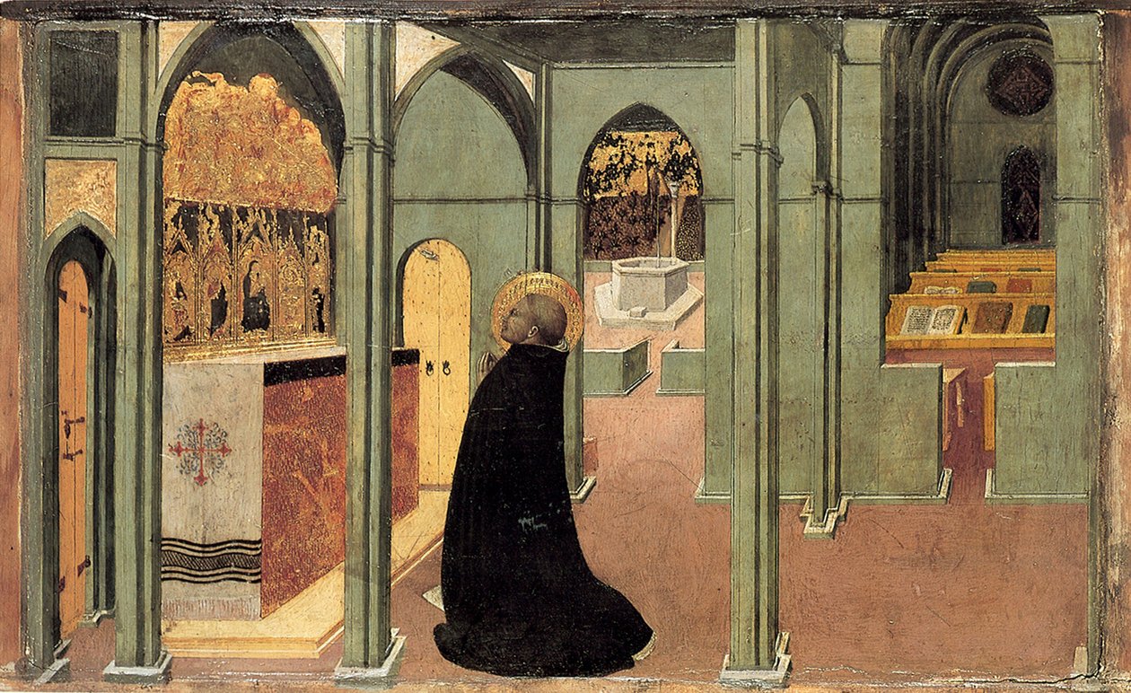 Der heilige Thomas von Aquin im Gebet, ca. 1428-1432 von Sassetta