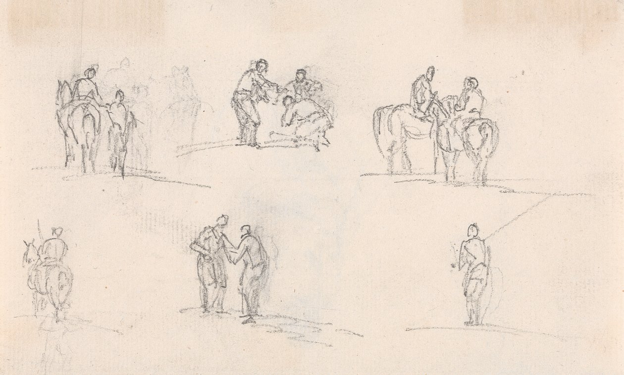 Sechs Studien von Figuren auf Pferden von Sawrey Gilpin