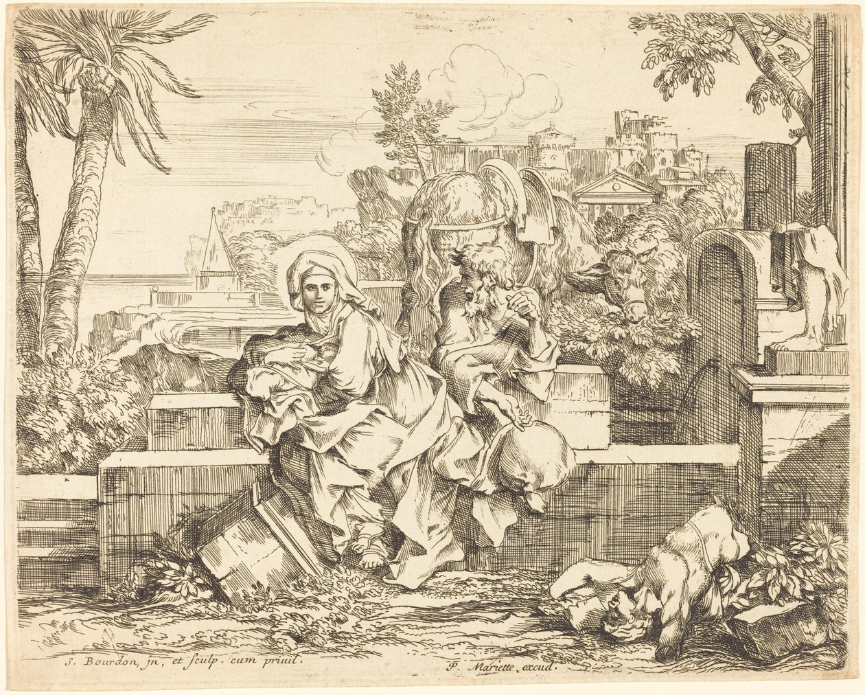 Ruhe auf der Flucht nach Ägypten von Sébastien Bourdon