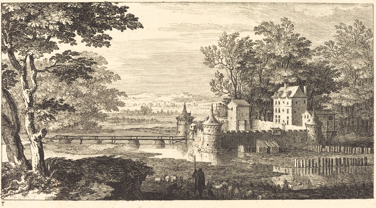 Landschaft mit Schloss von Sébastien  Le Clerc I