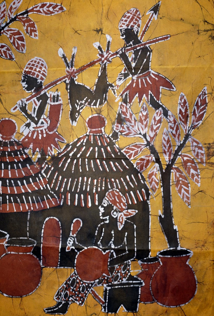 Stoff hergestellt mit Batik-Technik, Togo Handwerk von School African