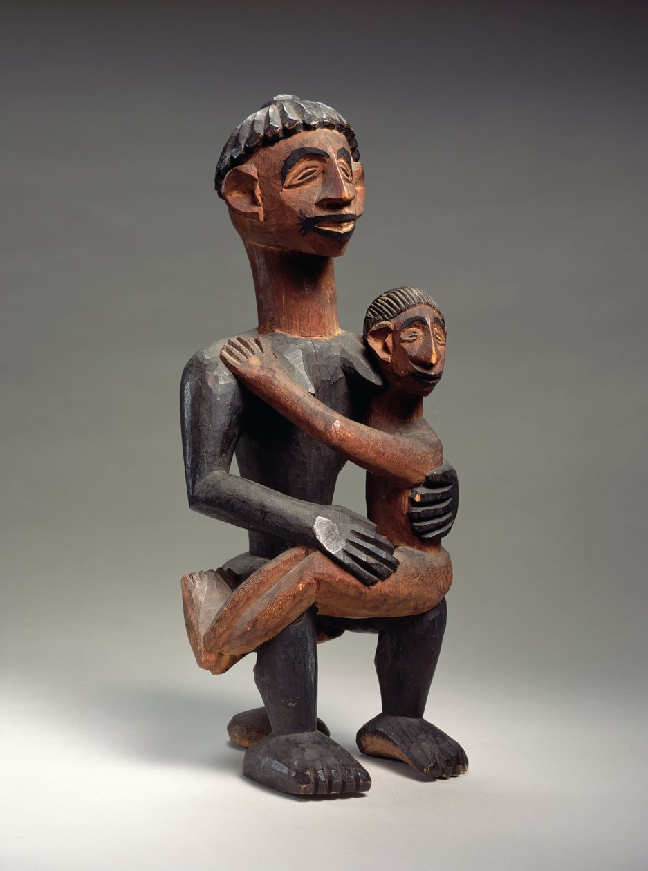 Sitzende Mutter und Kind, Igbo, Nigeria von School African