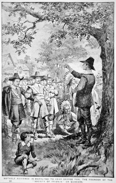 George Fox predigt in Maryland von School American