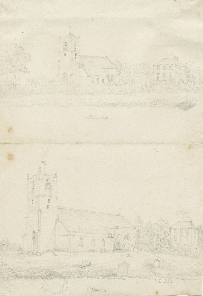 Blymhill Kirche: Bleistiftzeichnungen von School English