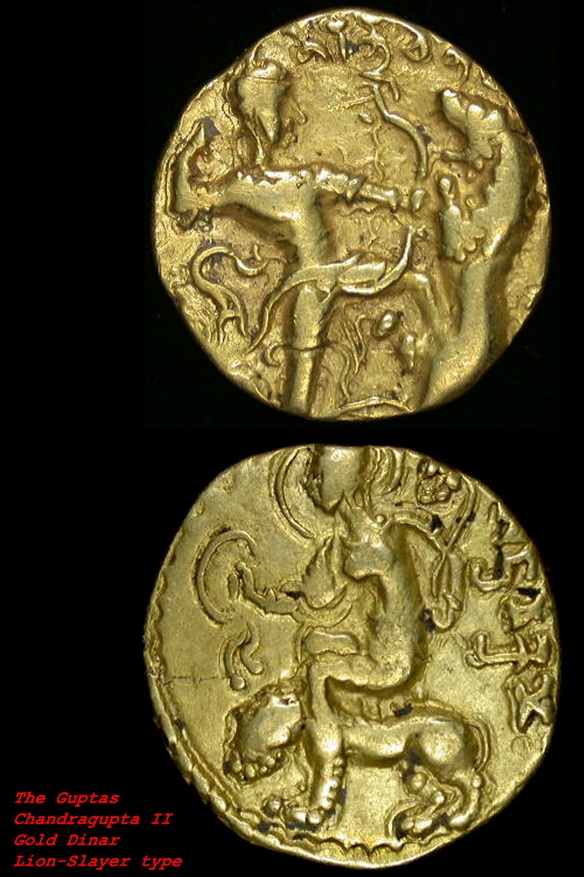 Münzen mit Löwen, Maurya-Dynastie (Gold) von School Indian