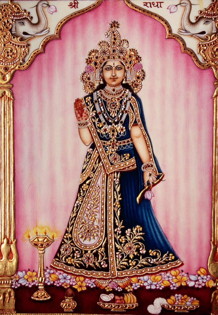 Göttin Radha, Miniaturmalerei auf Elfenbein von School Indian