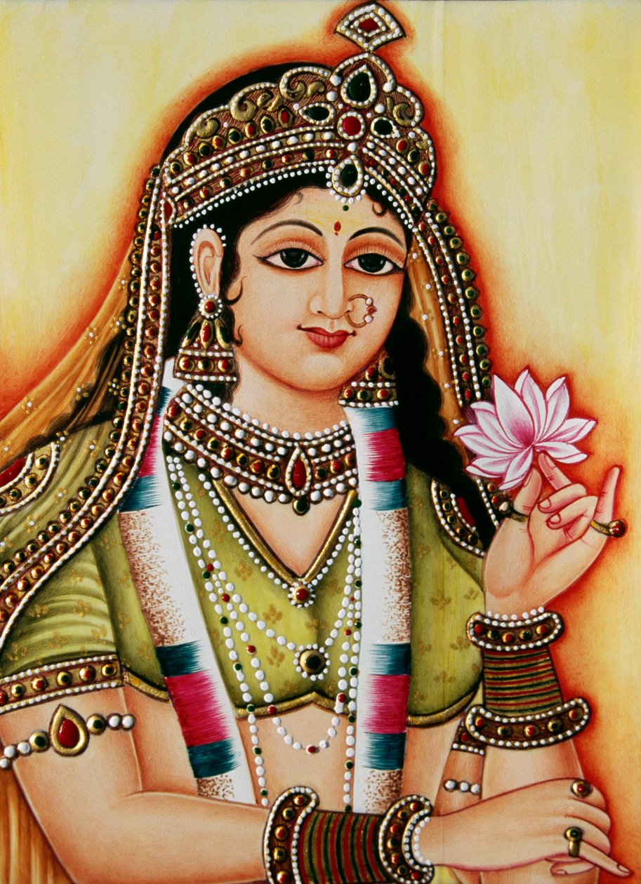 Göttin Radha Miniaturmalerei auf Elfenbein von School Indian