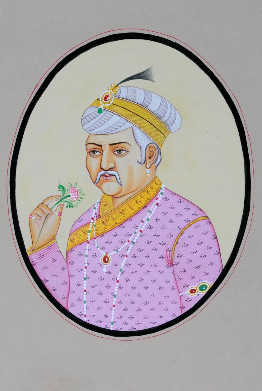Miniaturmalerei von Mughal-Kaiser Akbar von School Indian