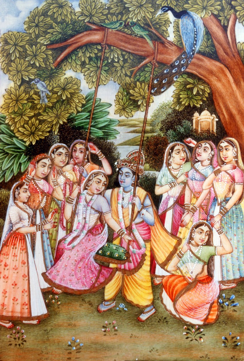 Radha Krishna Miniaturmalereien von School Indian