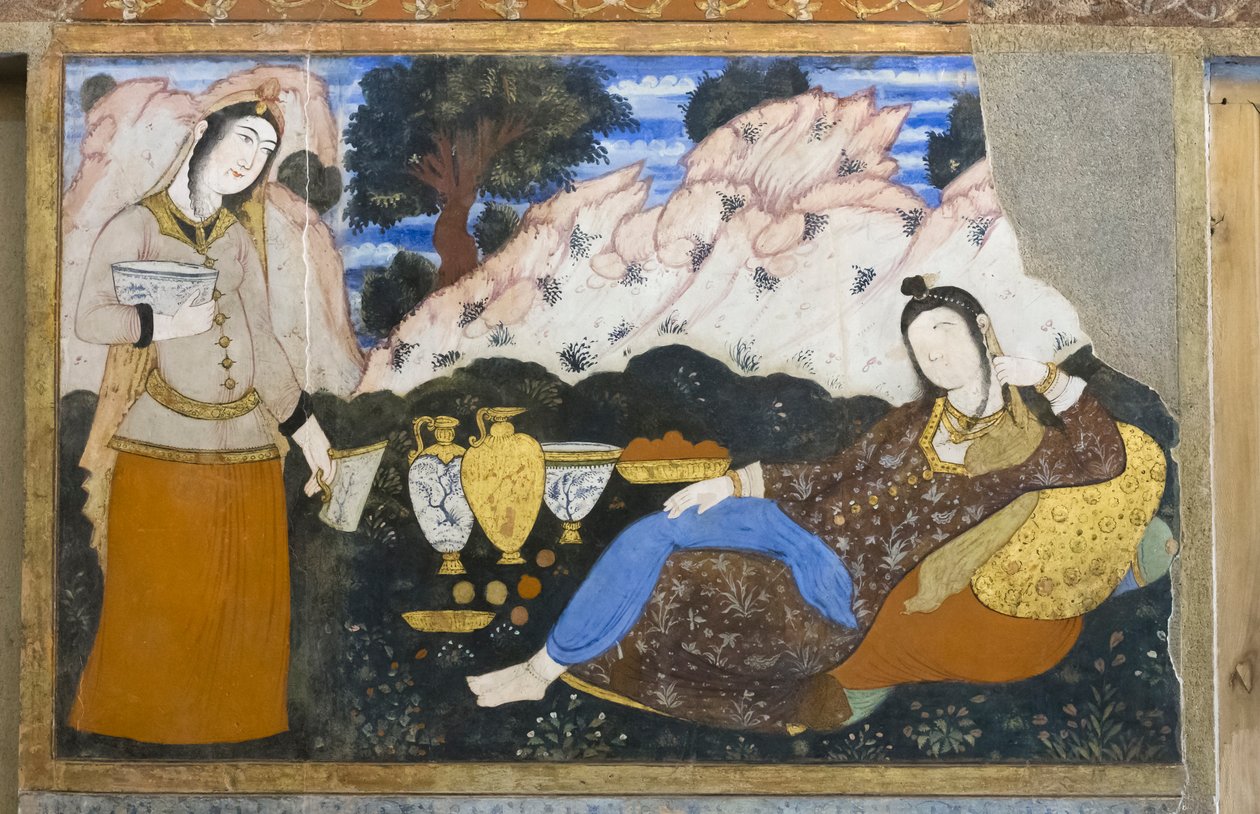 Fresko im Chehel Sotoun Palast, Esfahan, Iran von School Iranian