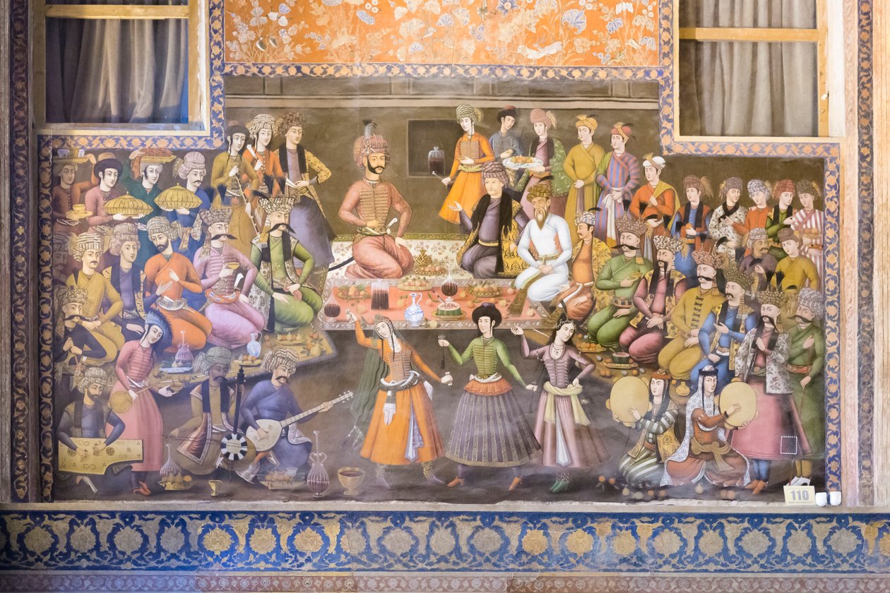 Fresko im Chehel Sotoun Palast, Isfahan, Iran von School Iranian