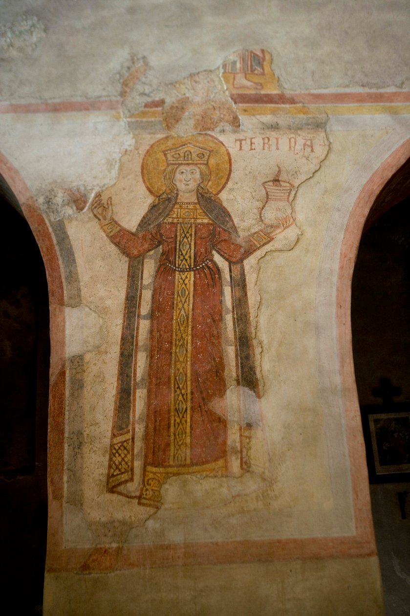 Heilige Katharina (Fresko) von School Italian