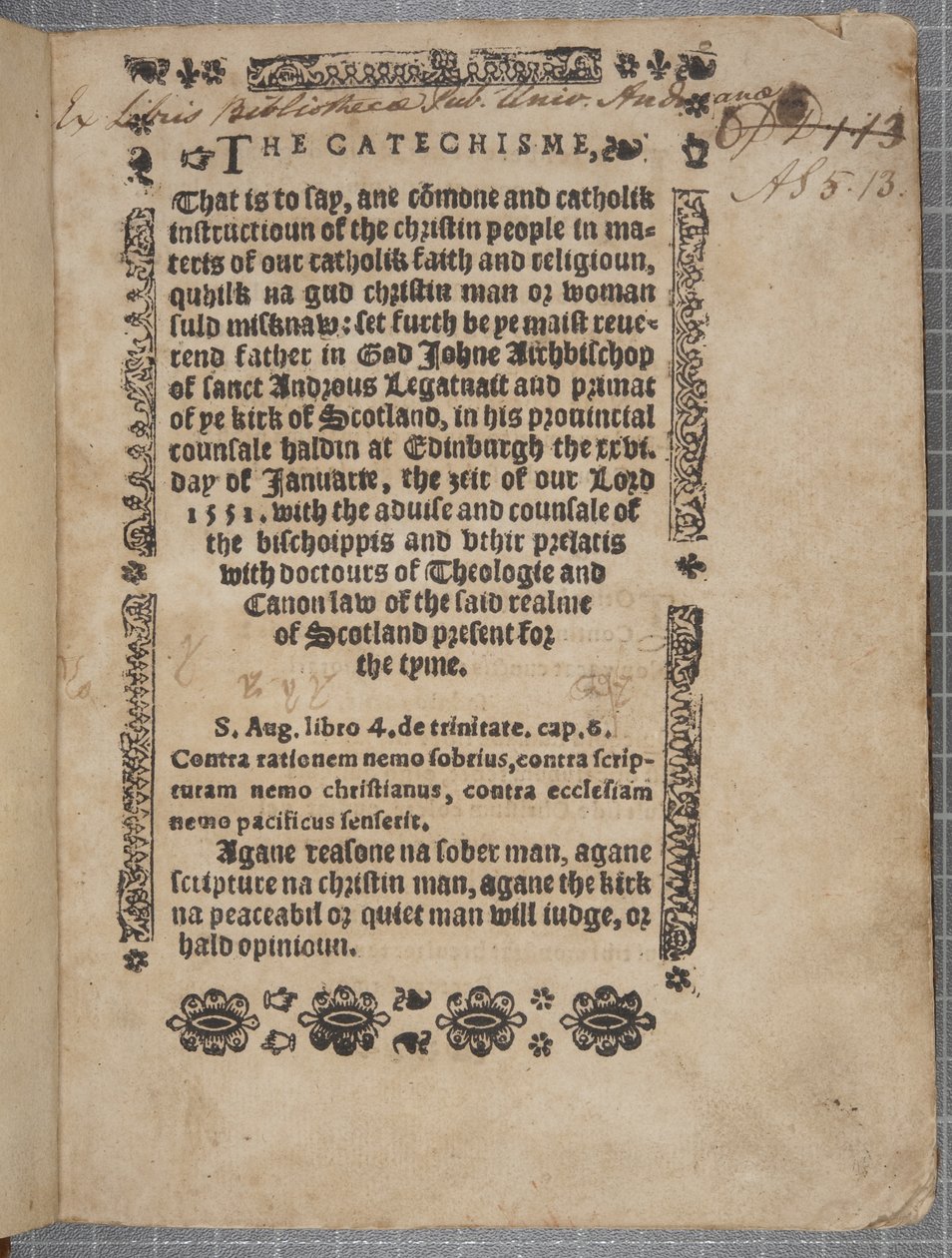 Titelseite von The Catechisme, 1552 von Scottish School