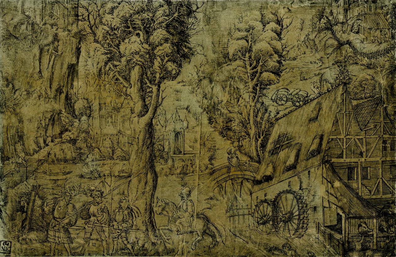 Landschaft mit Windmühlen von Sebald Baumhauer