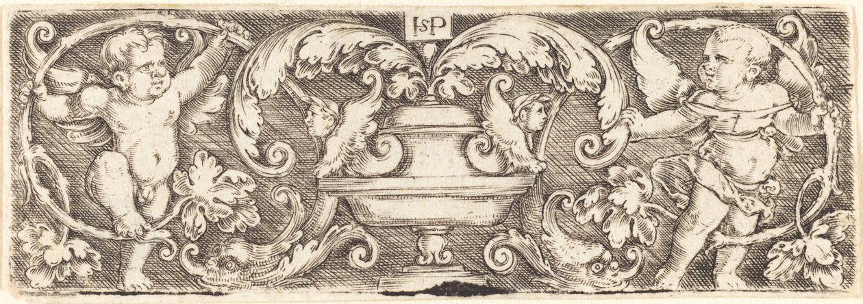 Ornament mit einer Vase zwischen zwei Genien von Sebald Beham