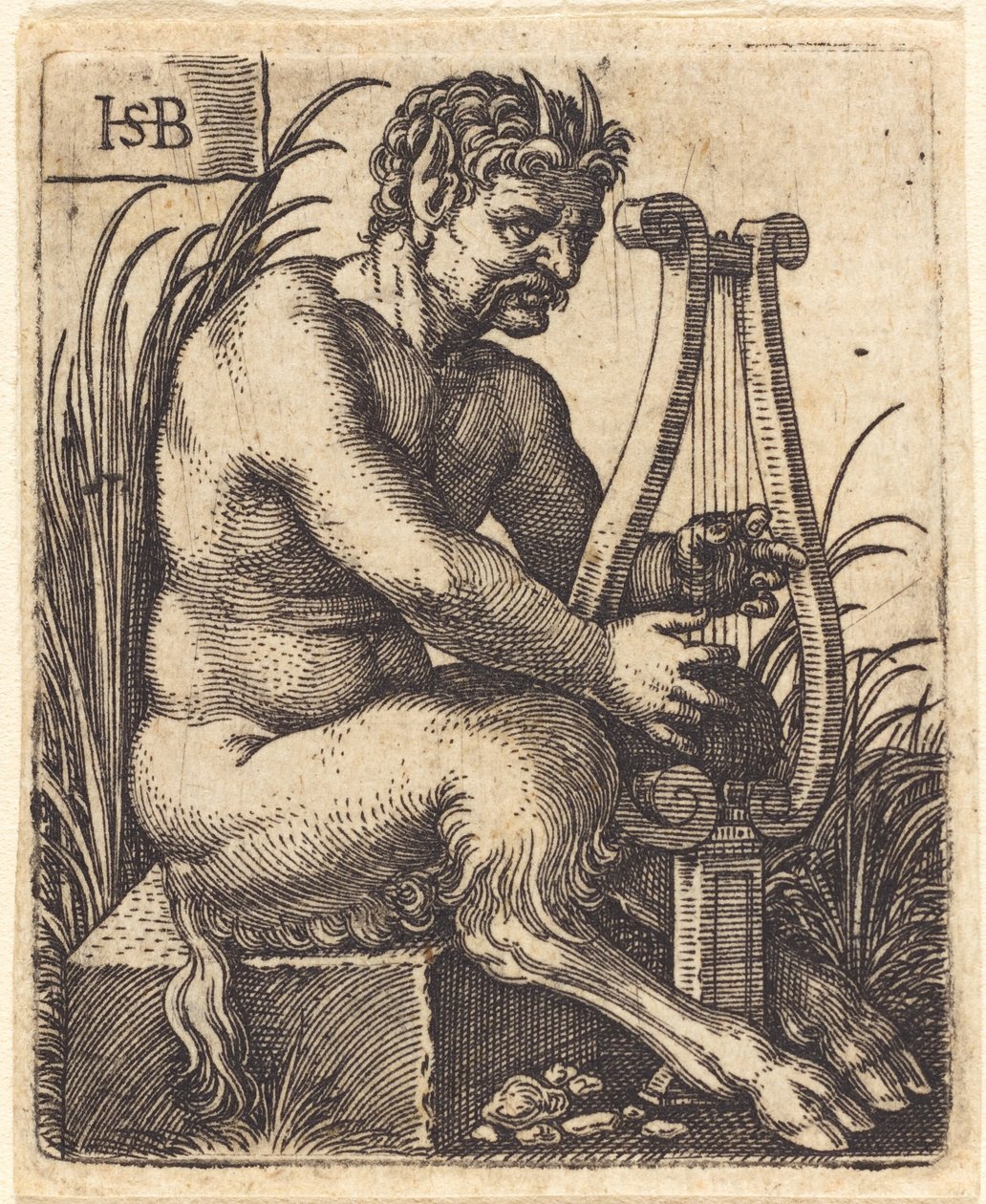 Satyr spielt Lyra von Sebald Beham