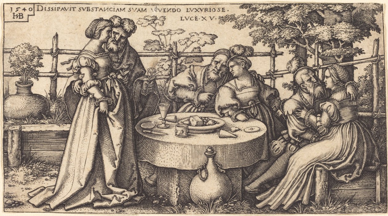 Der verlorene Sohn verschwendet sein Vermögen von Sebald Beham