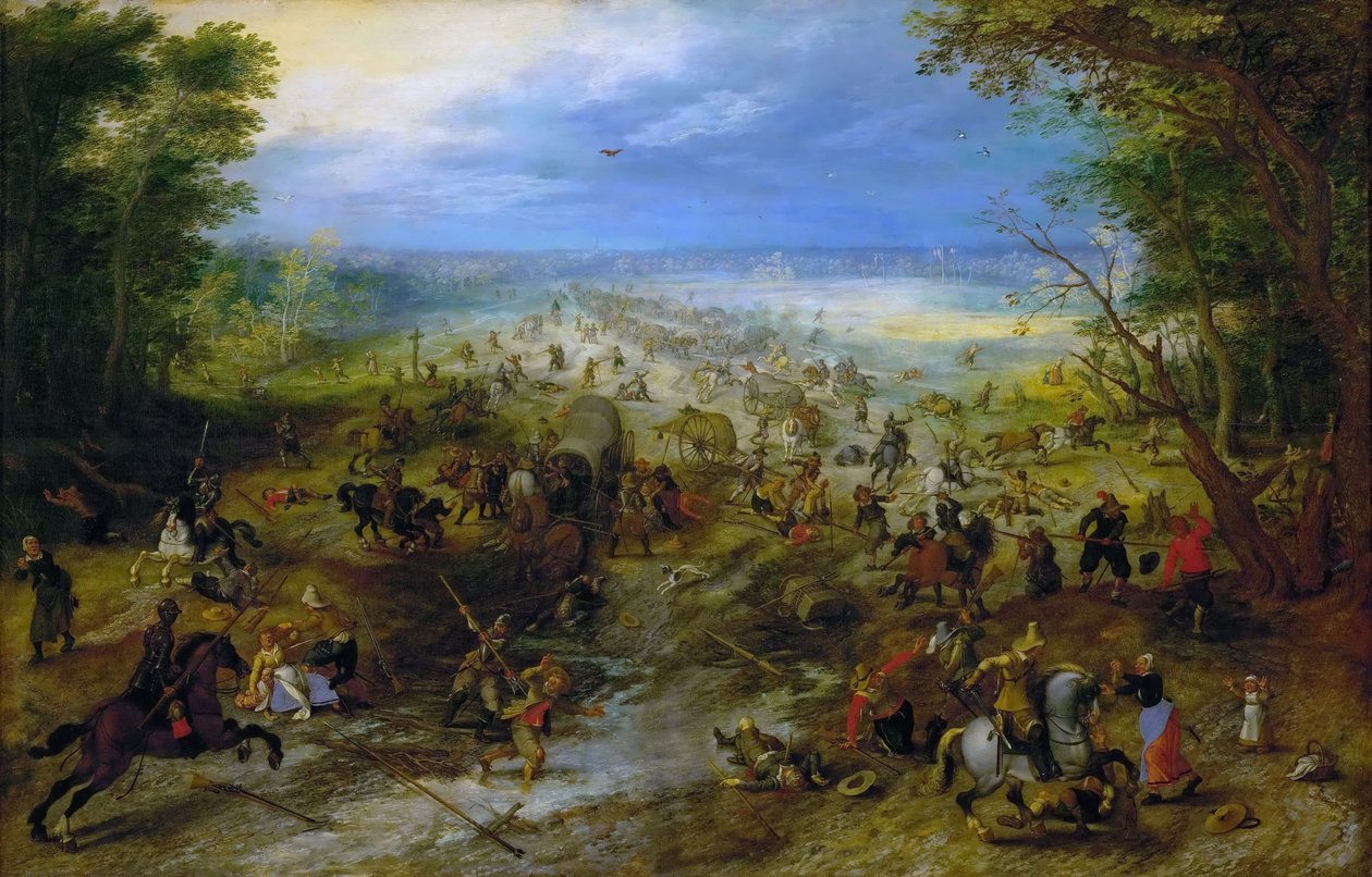 Angriff auf einen Wagenzug, um 1612 von Sebastiaen Vrancx